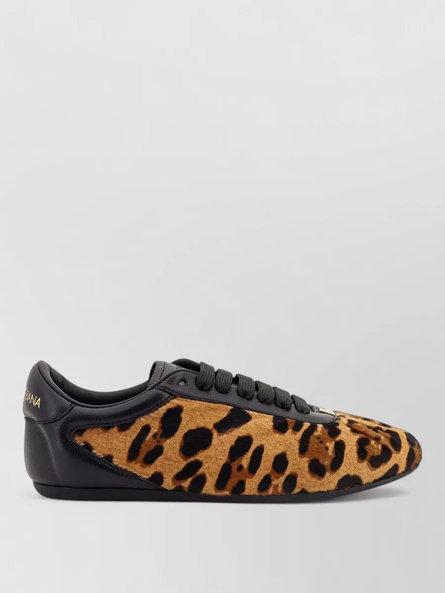 Dolce&Gabbana Leopard-Print Calfskin Low-Top Sneakers