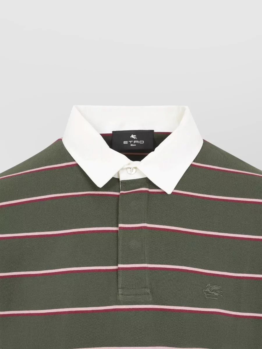 Etro Striped Long-Sleeve Polo Shirt