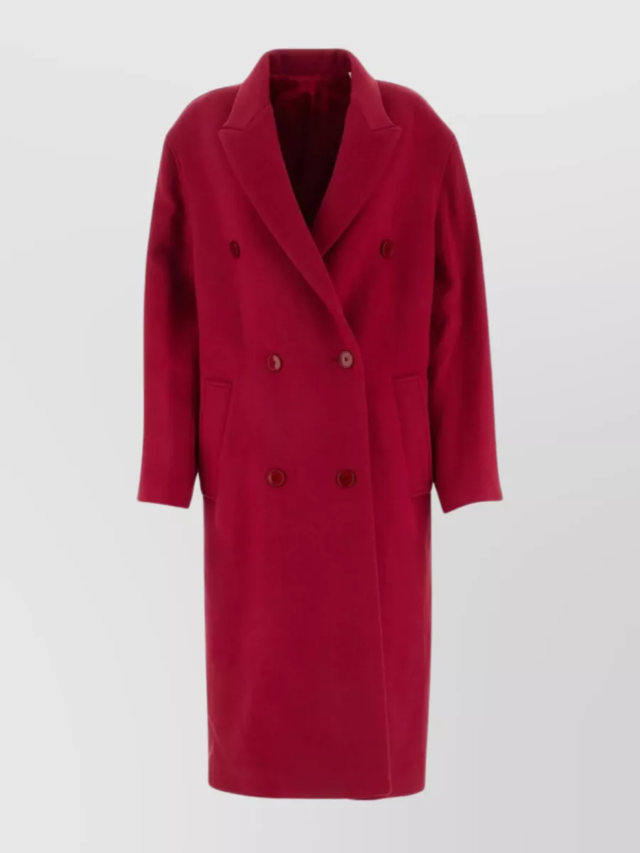Shop Isabel Marant Theodore Double-breasted Wool Blend Coat In Burgundy