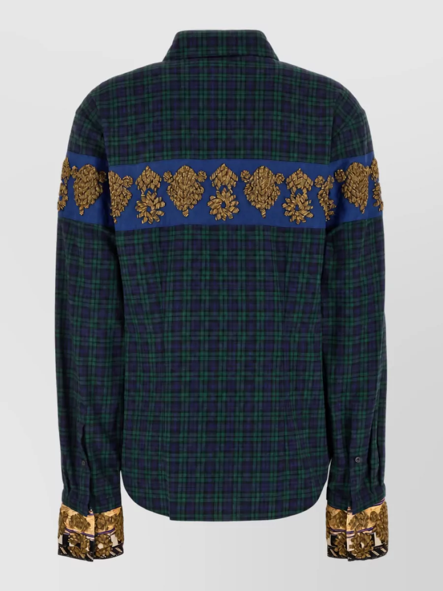 Dries Van Noten Embroidered Flannel Cotton Shirt