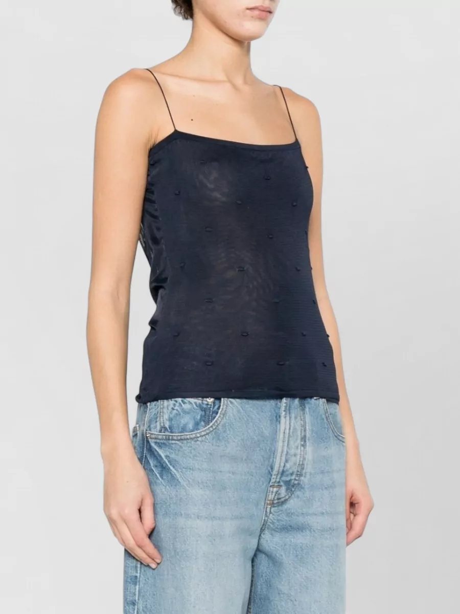 Jacquemus Sheer Textured Top Featuring Spaghetti Straps