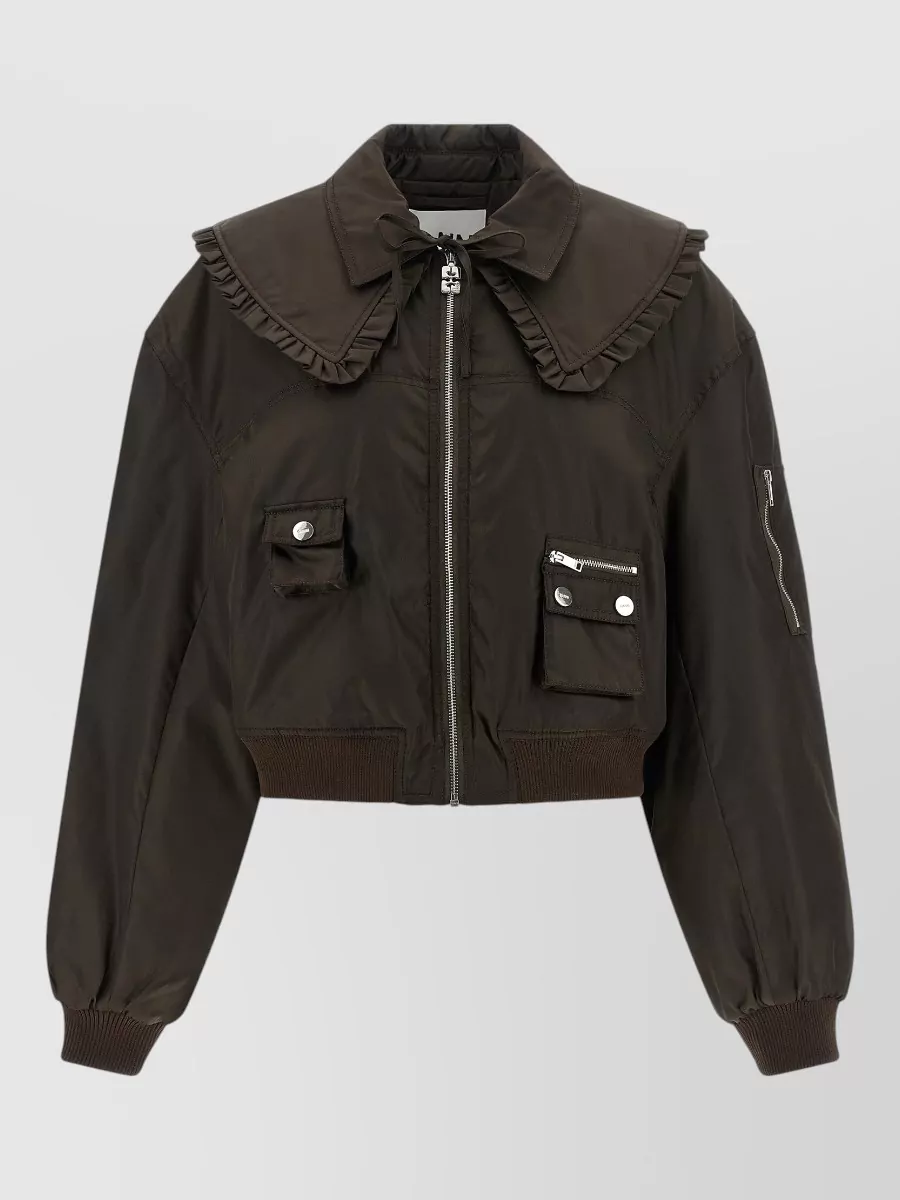 Ganni Nylon bomber jacket