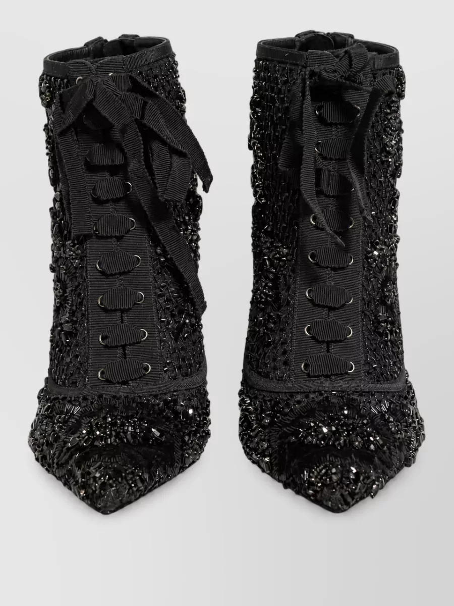 Dolce&Gabbana Embellished Mesh Ankle Boots