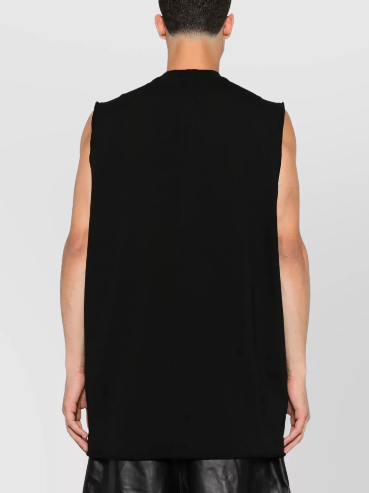 Rick Owens Sleeveless Crew Neck T-shirt With Round Shape In Black