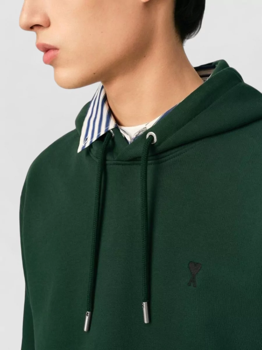 Ami Paris Cotton Logo-Print Hoodie