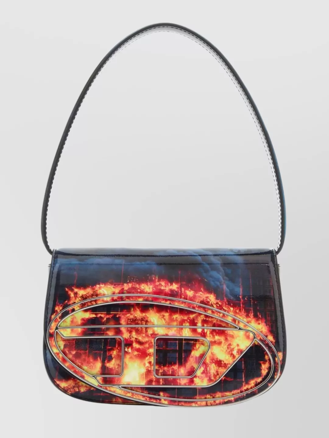 Diesel Flame Print Chain Strap Shoulder Bag