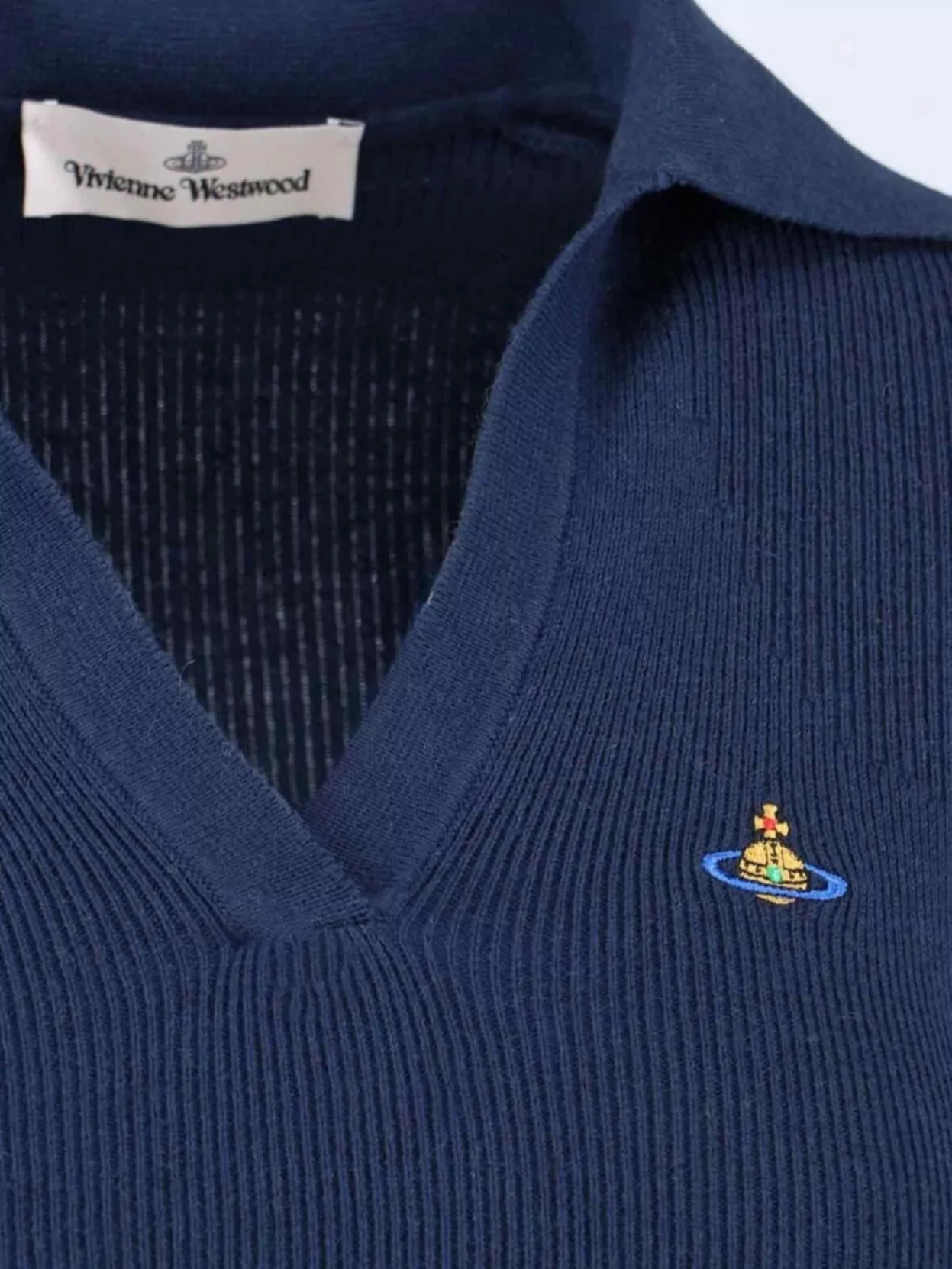 Vivienne Westwood Ribbed Collared Top Short Sleeves