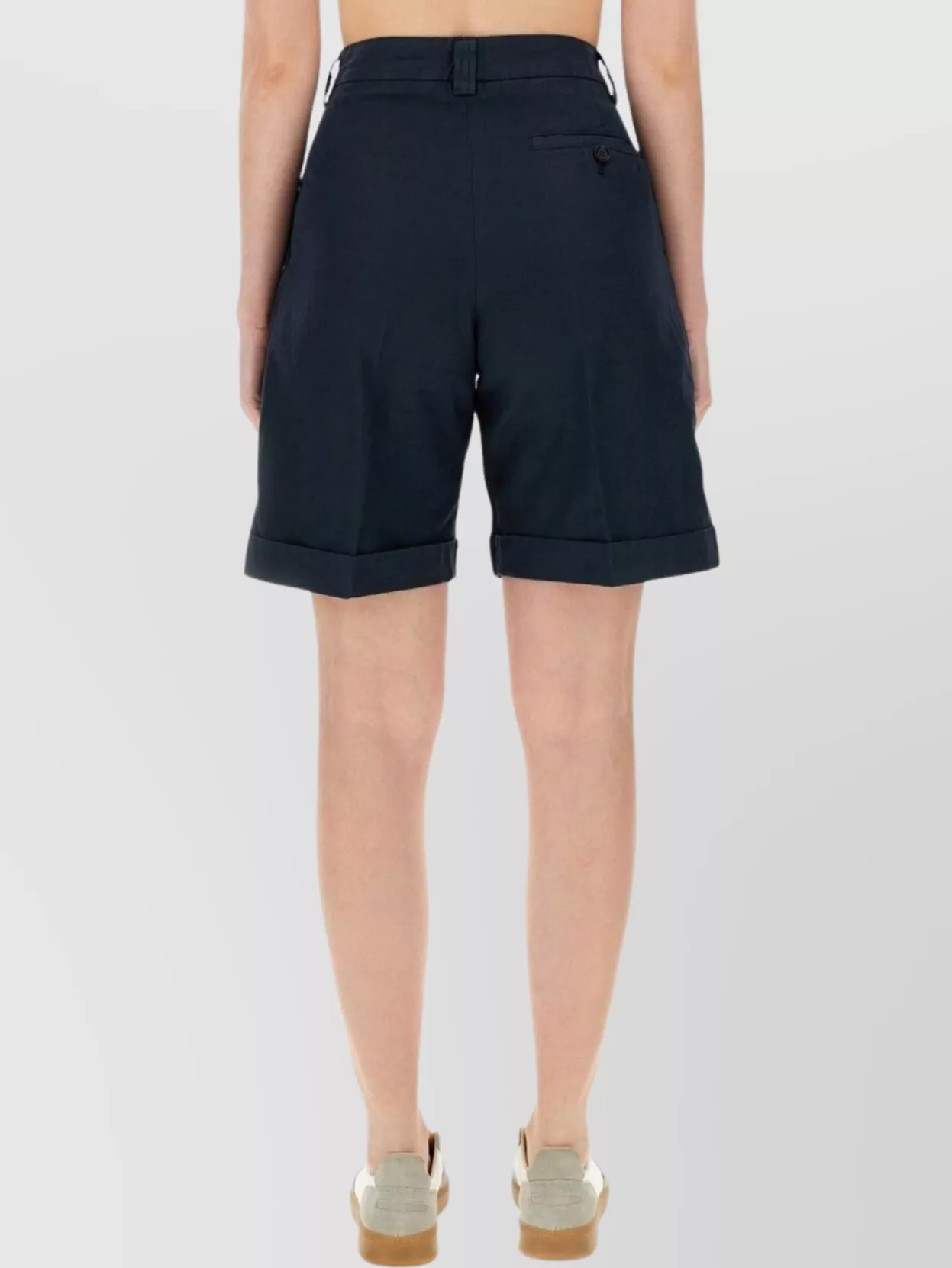 Shop Aspesi Cotton Shorts With Back Pocket And Belt Loops