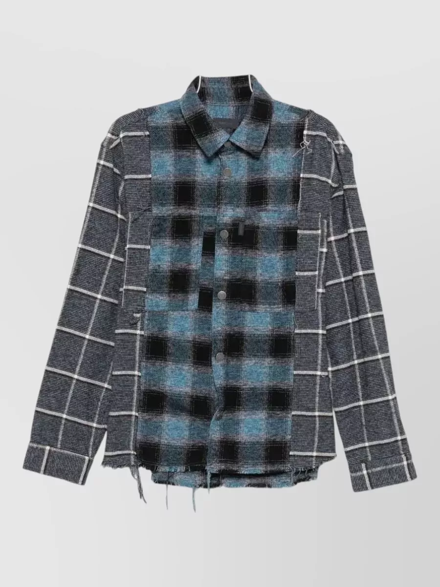 Haikure cotton checked panelled shirt jacket