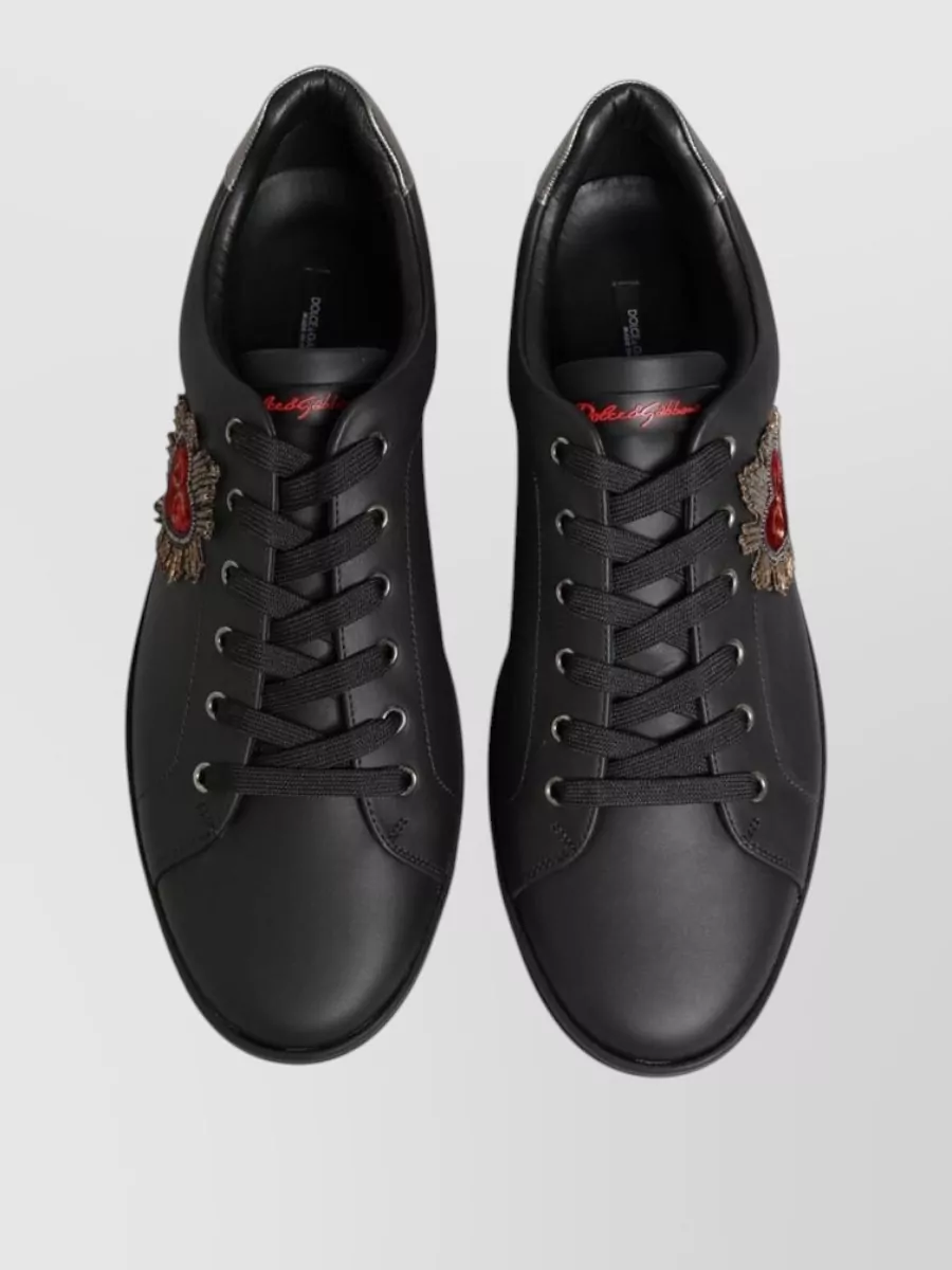 Dolce&Gabbana Leather Heart Embellished Low-Top Sneakers