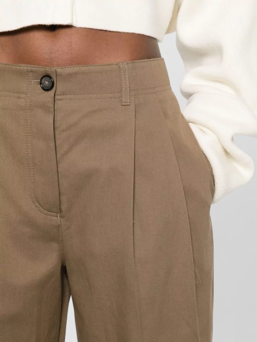 Totême Organic Cotton Trousers Pleated Front Wide Leg