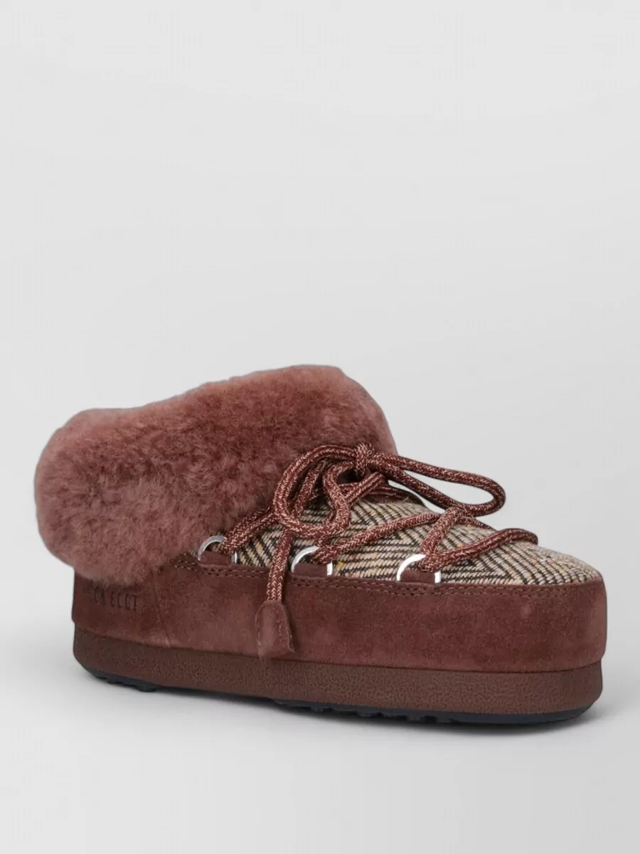 Moon Boot shearling-trim suede mules