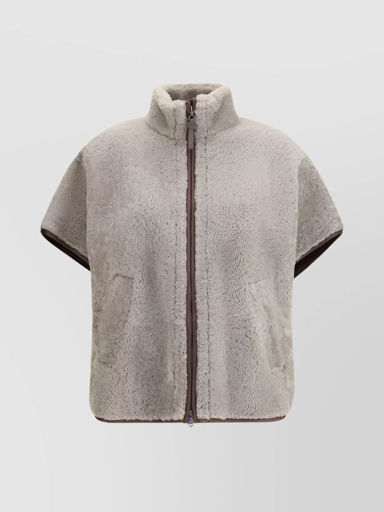 Brunello Cucinelli Sheepskin Jacket With Adjustable Drawstring Waist In Brown