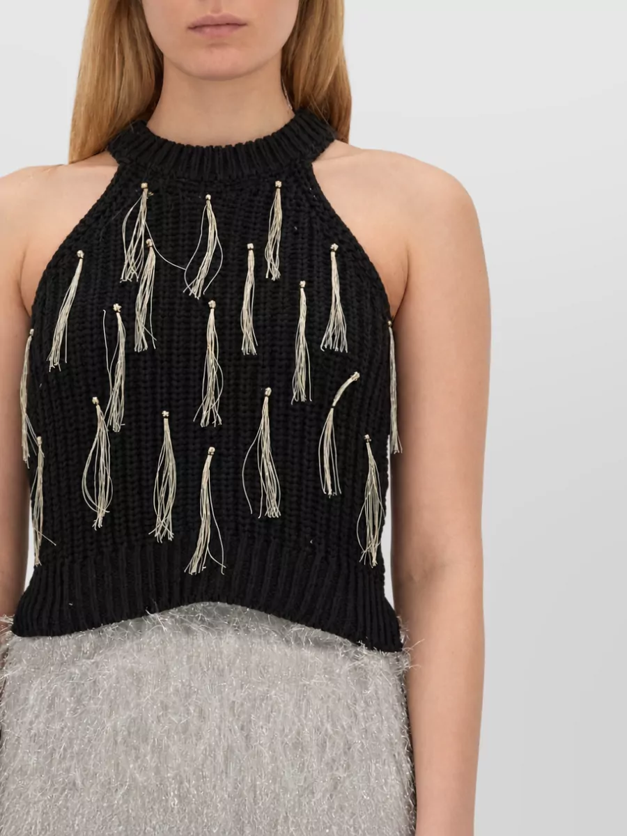 Alysi Fringed Knitted Top