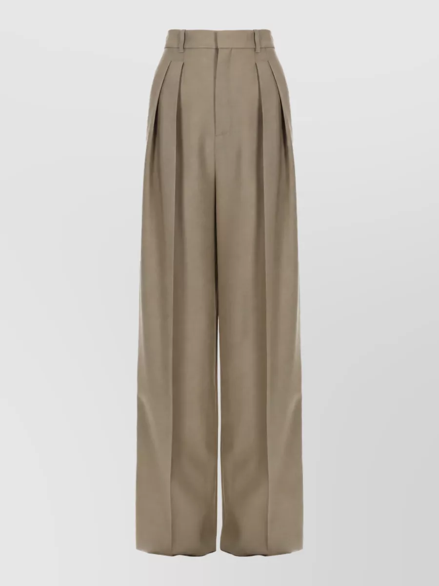 Saint Laurent High Waist Wool Silk Tailored Trousers