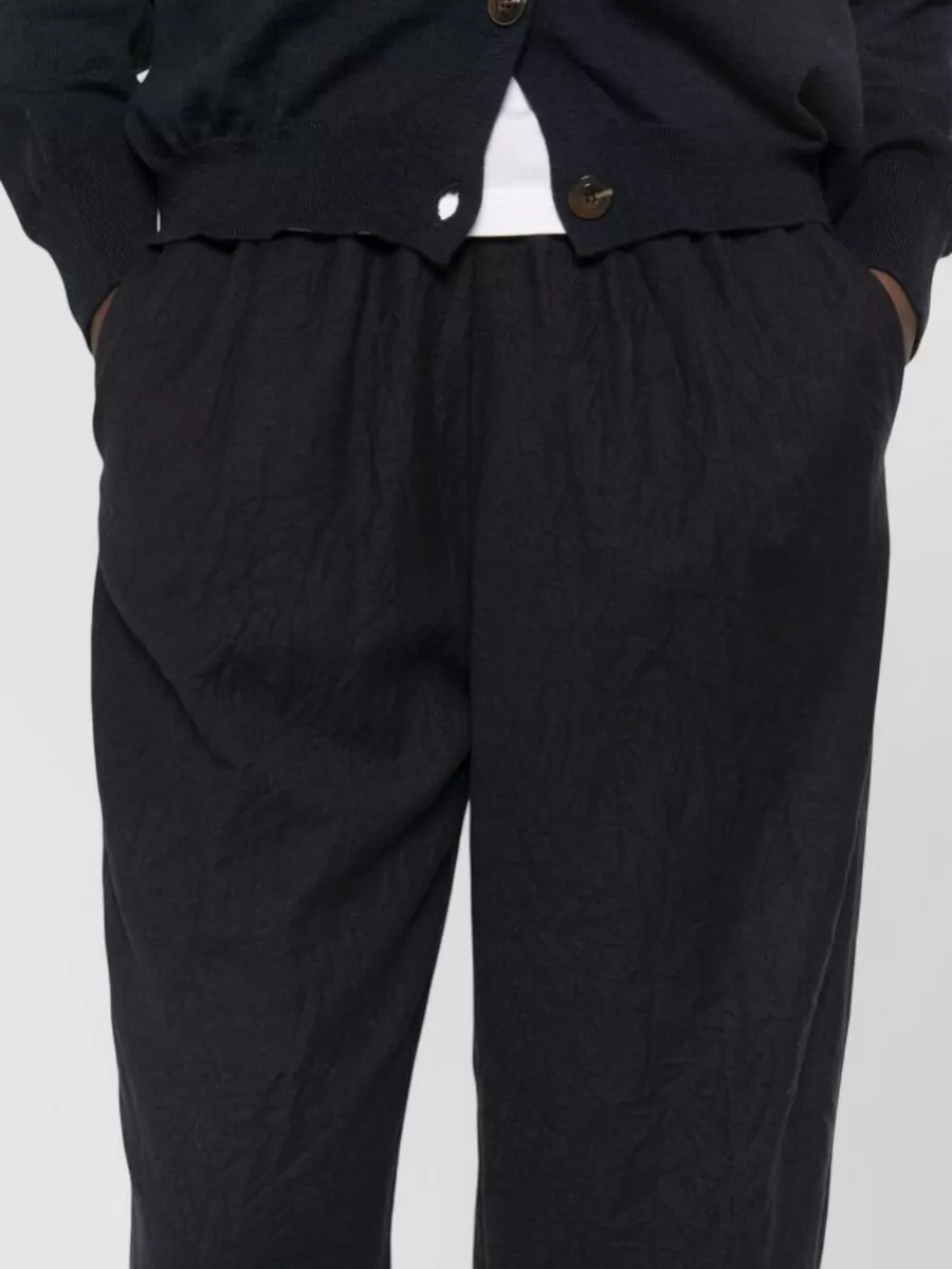 Apuntob Virgin Wool Crinkled Tapered Trousers