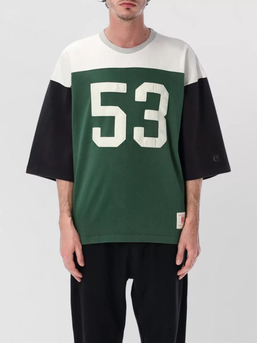Champion Number Print Colorblock Crew Neck T-shirt