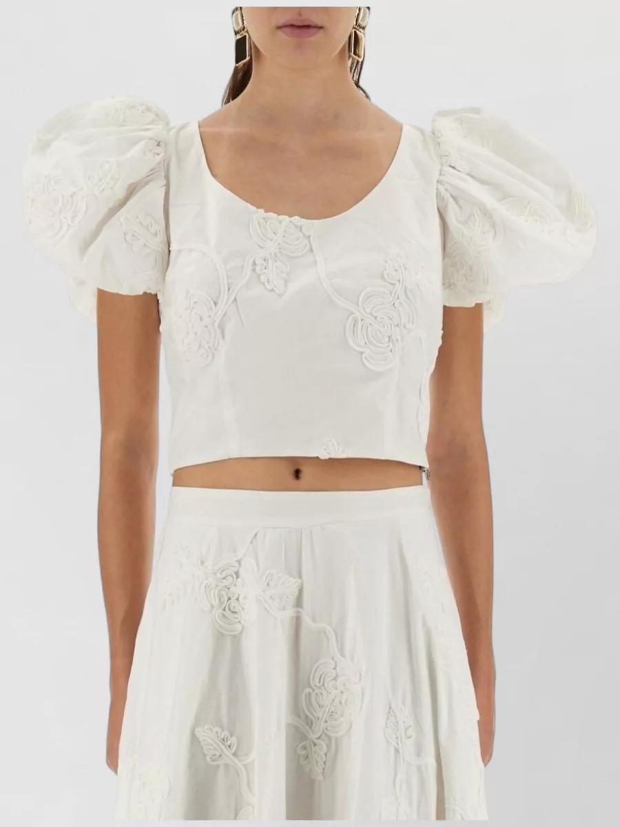 Rotate Birger Christensen Cotton Puff Sleeve Midi Dress
