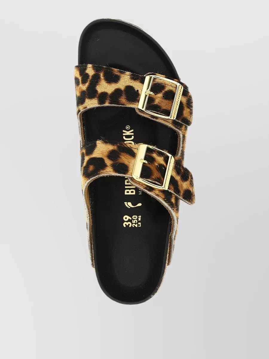 Birkenstock Leather Leopard-Print Slides