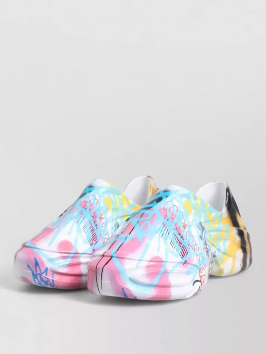 Dolce&Gabbana Leather Graffiti-Print Slip-On Sneakers