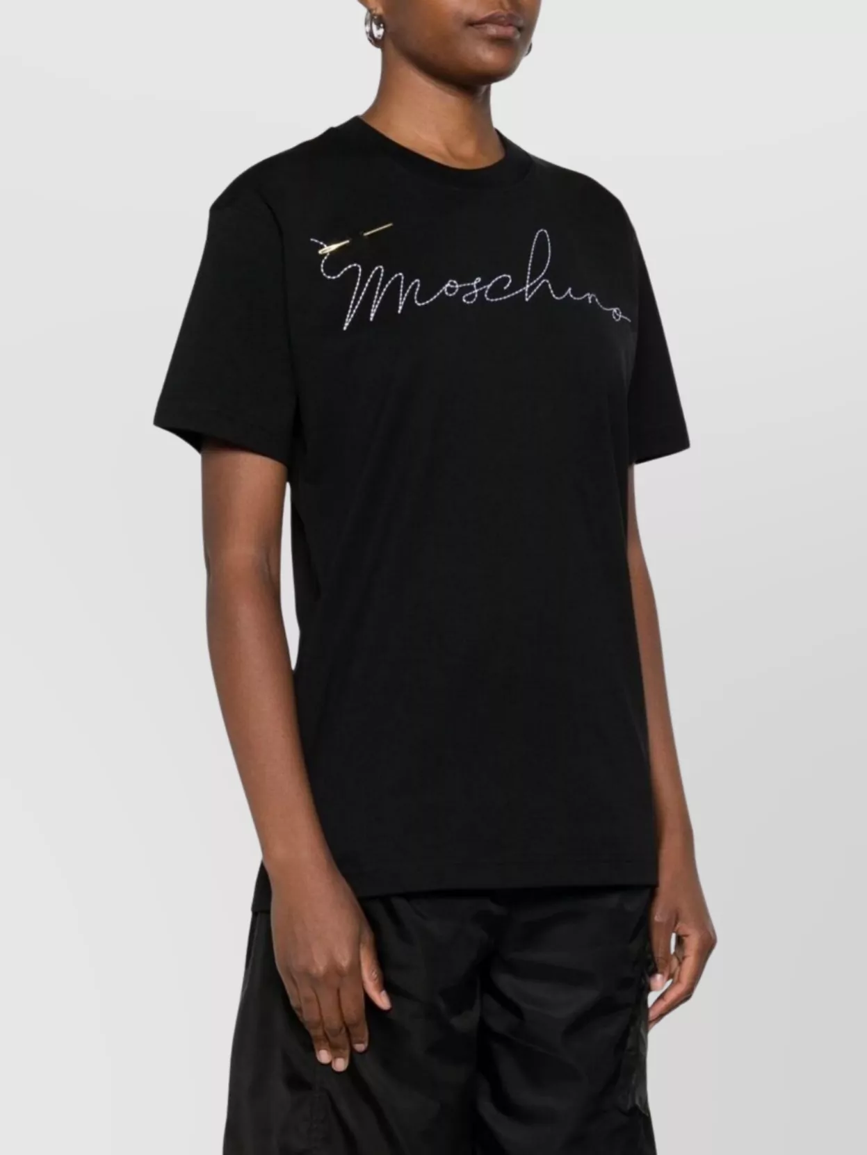 Moschino Cotton Embroidered Logo Short-Sleeve T-Shirt