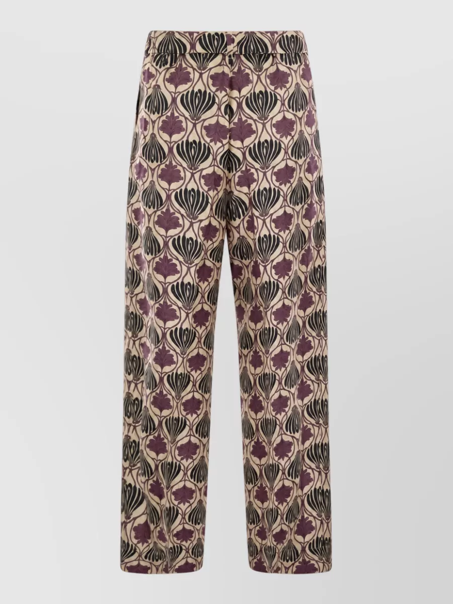 S Max Mara silk printed wide-leg trousers