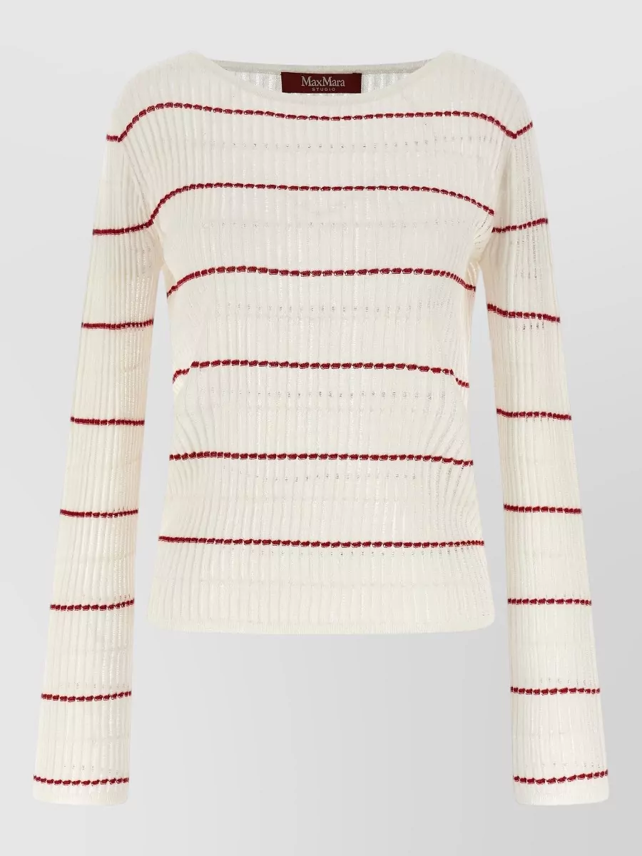 S Max Mara Silk and wool ribbed boat neck sweater
