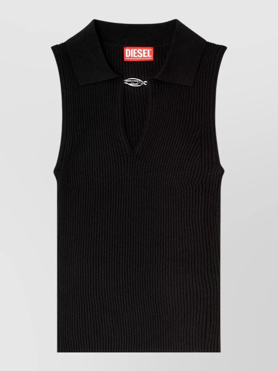 Diesel Silk ribbed v-neck sleeveless knitted top