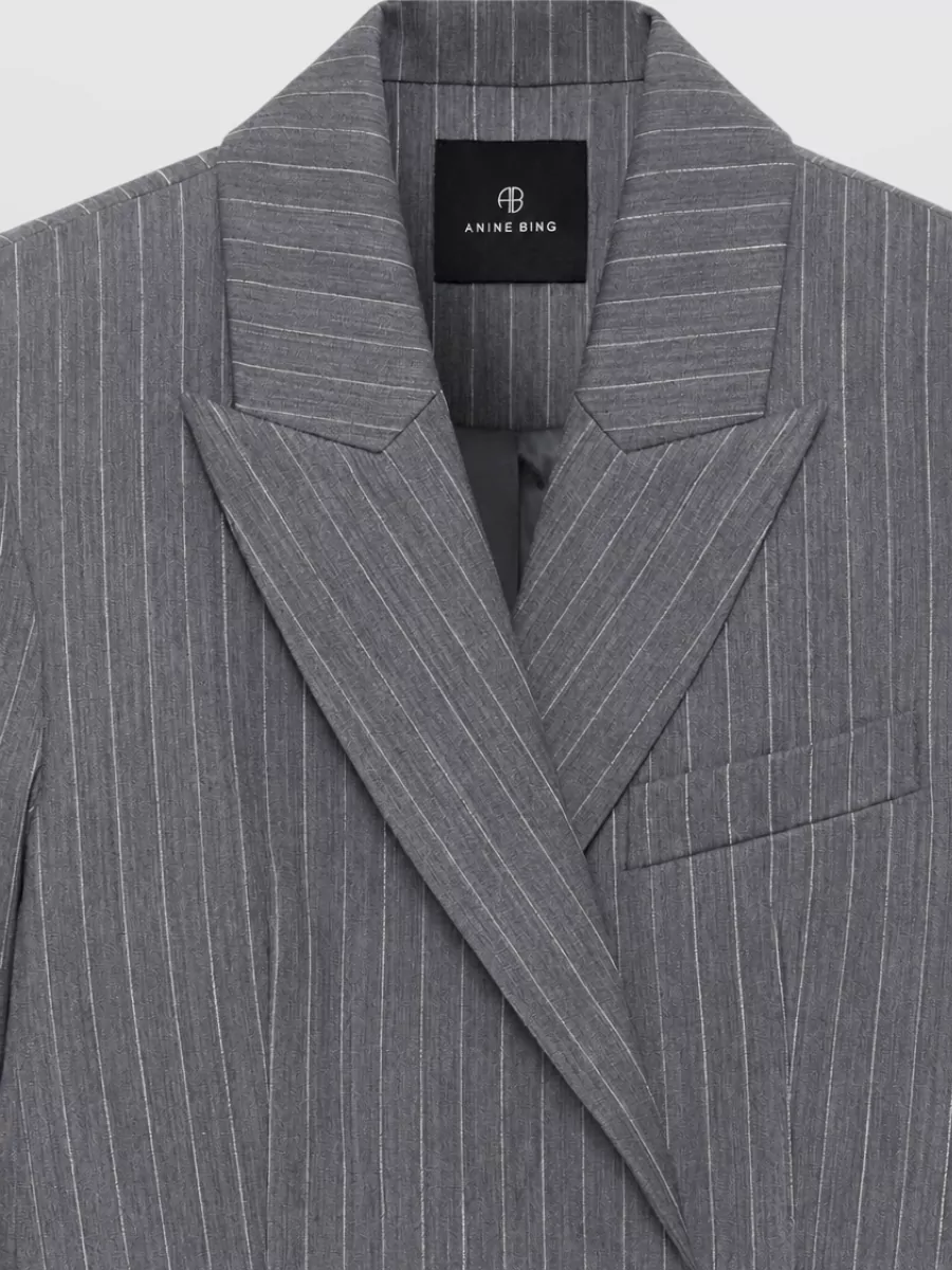 Anine Bing Wool Blazer In Gray