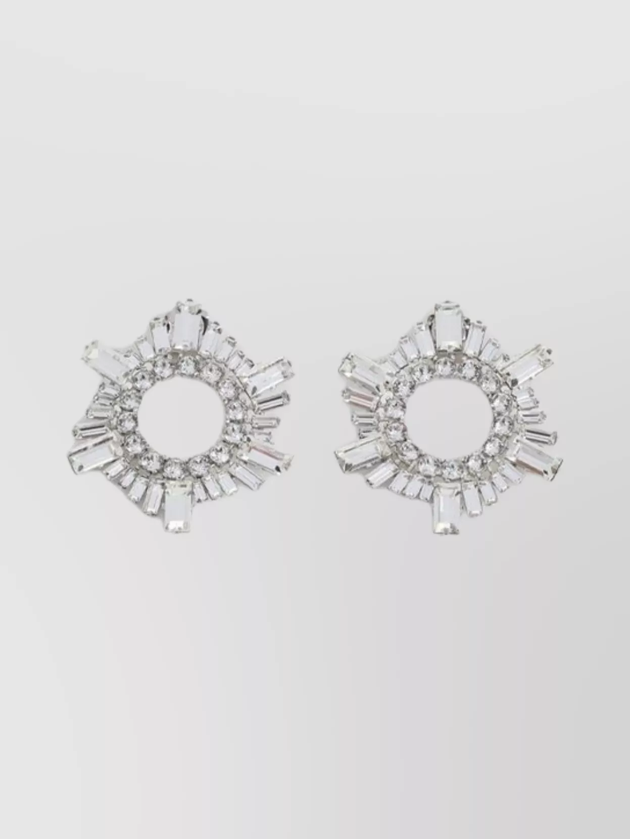 Amina Muaddi Mini Crystal Embellished Hoop Earrings In Metallic