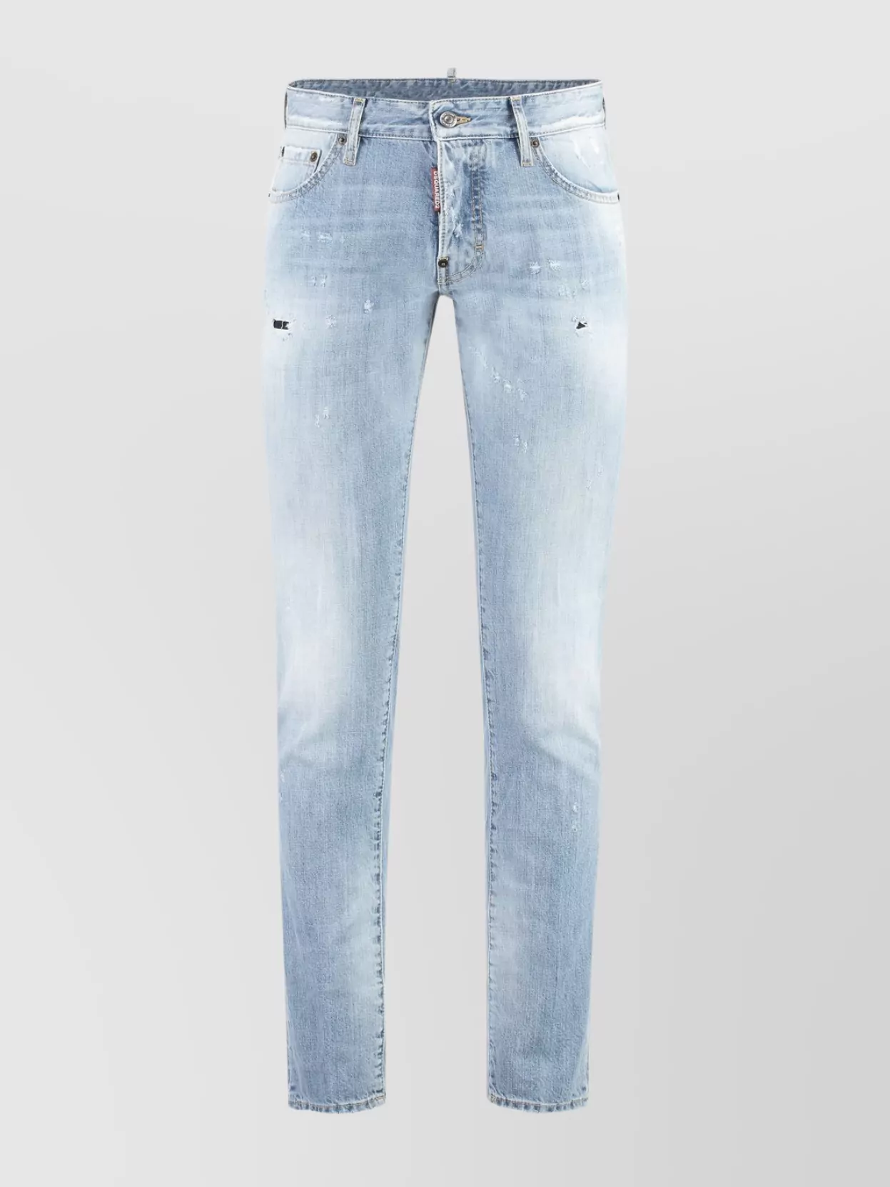 Dsquared2 Distressed Five-pocket Cotton Stretch Jeans In Blue