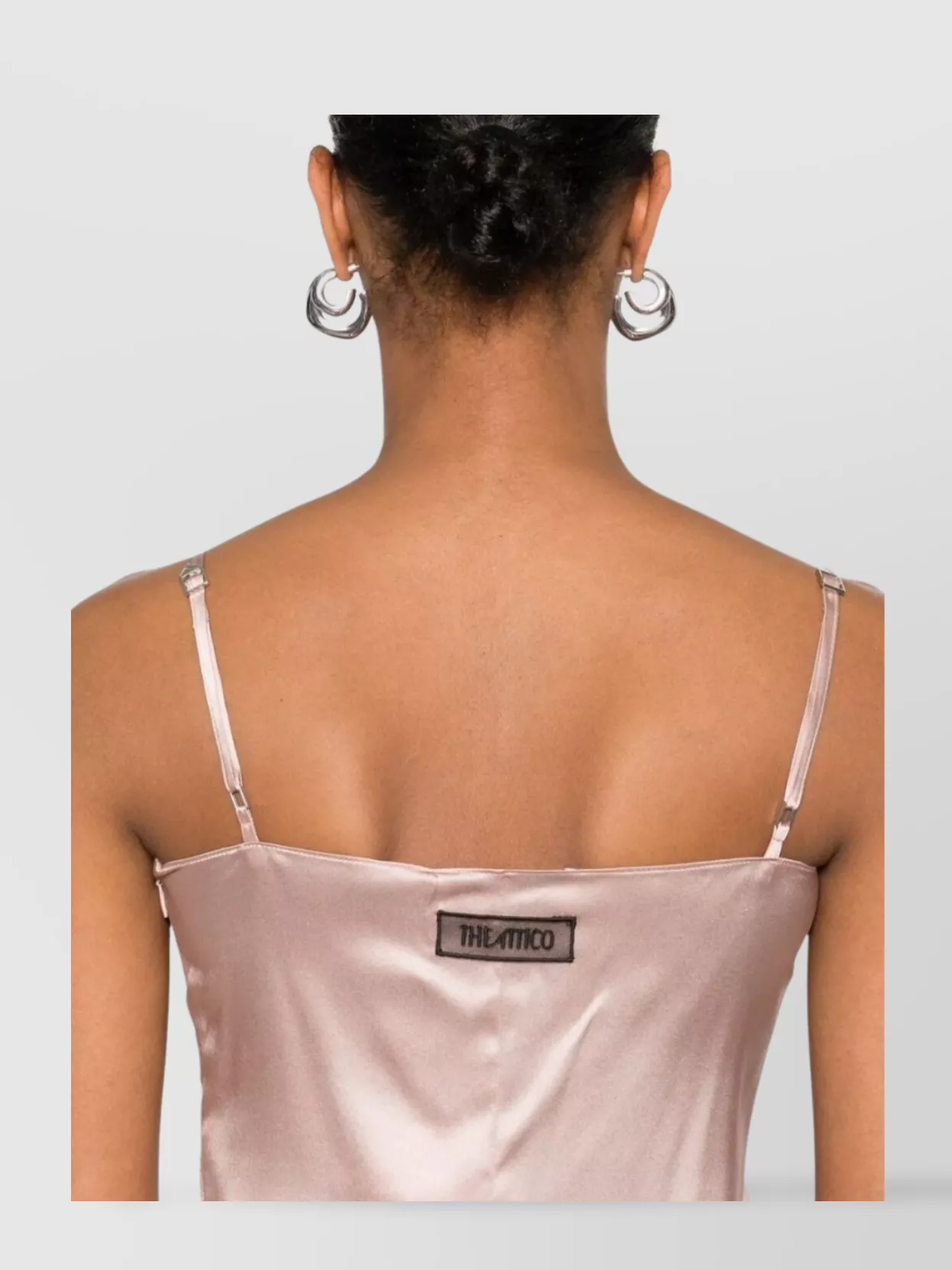 The Attico Lace Insert Slip Mini Dress V-Neck