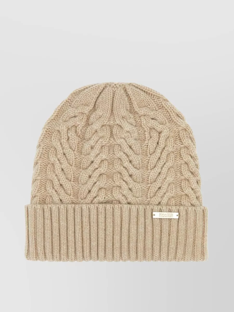 Shop Moorer Maria Cashmere Beanie With Foldable Ribbed Hem In Cream