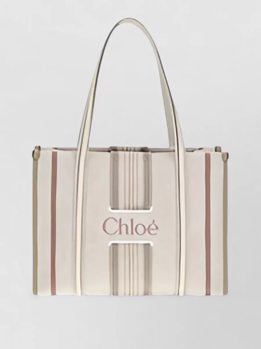 Chloé woody small canvas beach bag