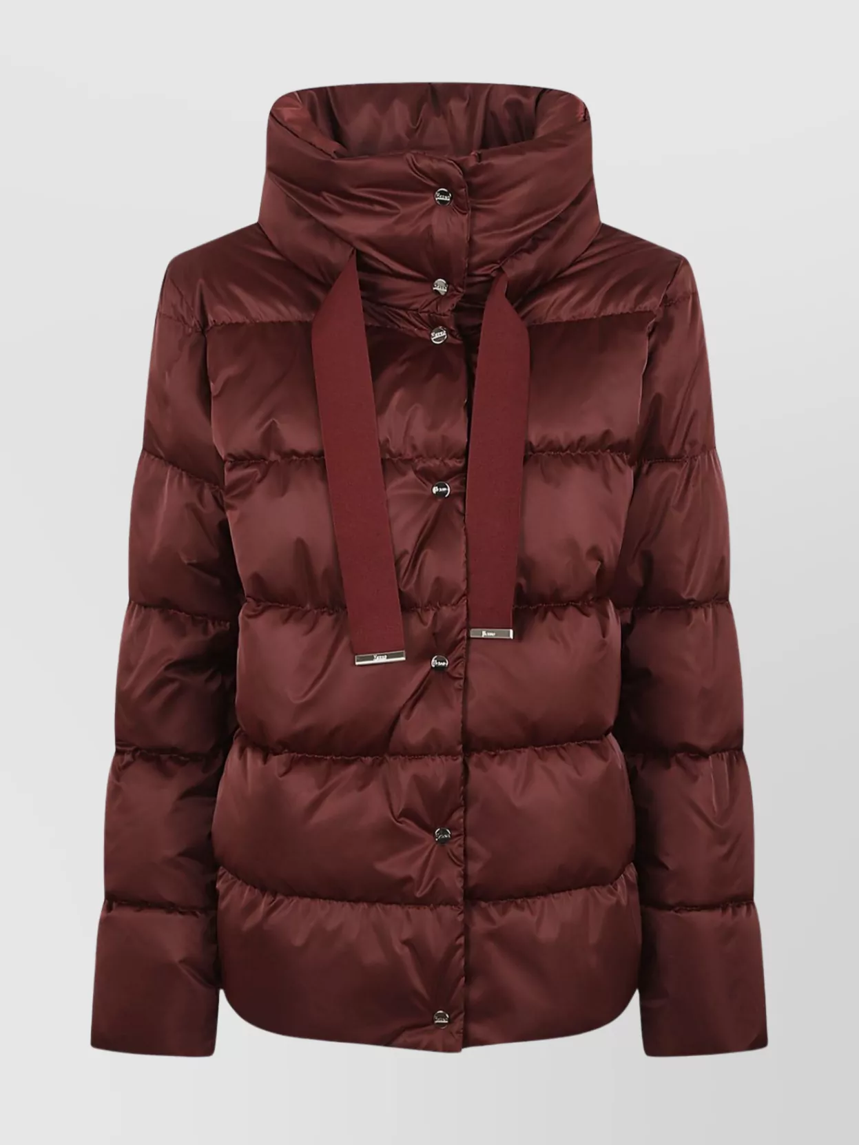 Herno High-neck Drawstring Padded Jacket In Burgundy