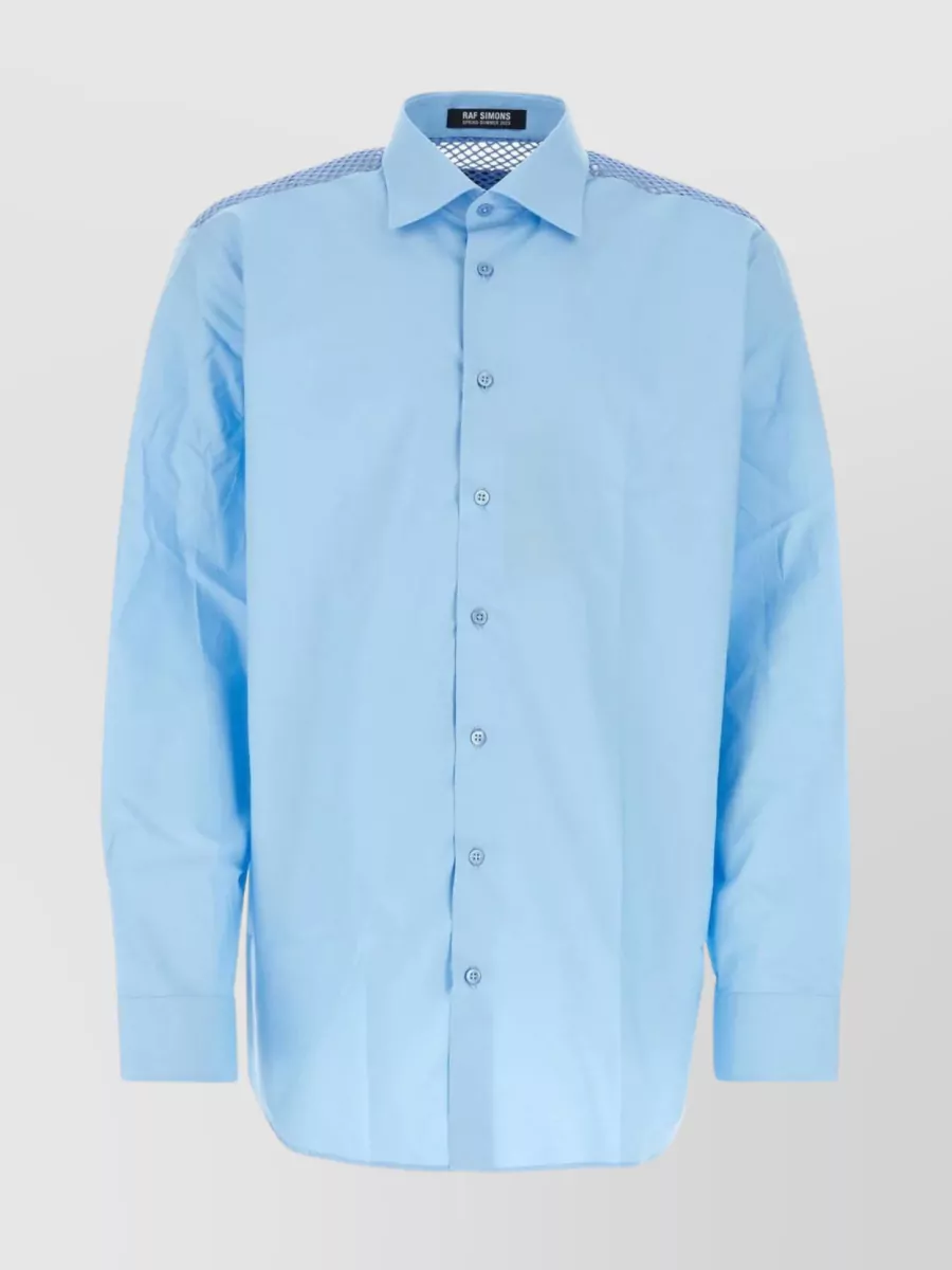 Shop Raf Simons Relaxed Fit Cotton Shirt With Rounded Hemline In Blue