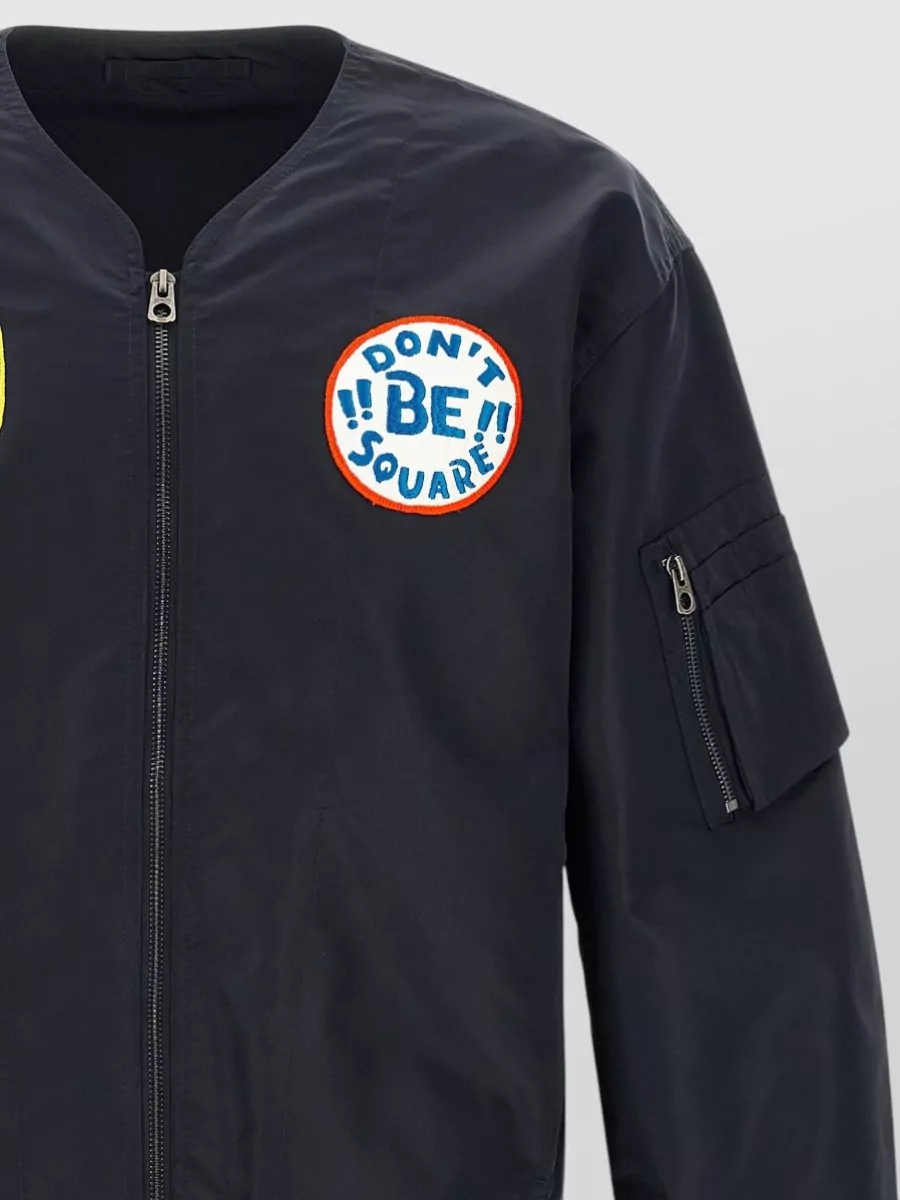 Kenzo Nylon V-Neck Single-Breasted Bomber Jacket