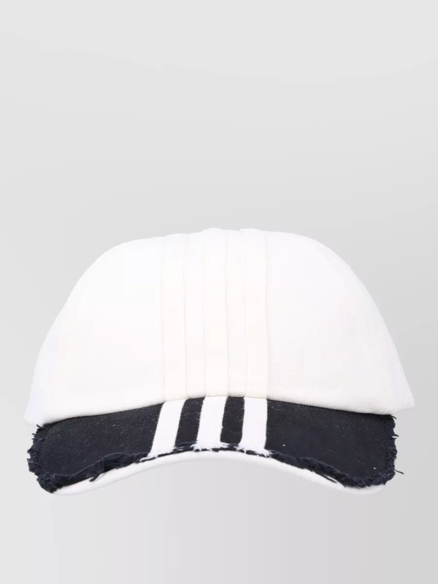 Y-3 Striped Cap Three Stripes Cotton Brim In White