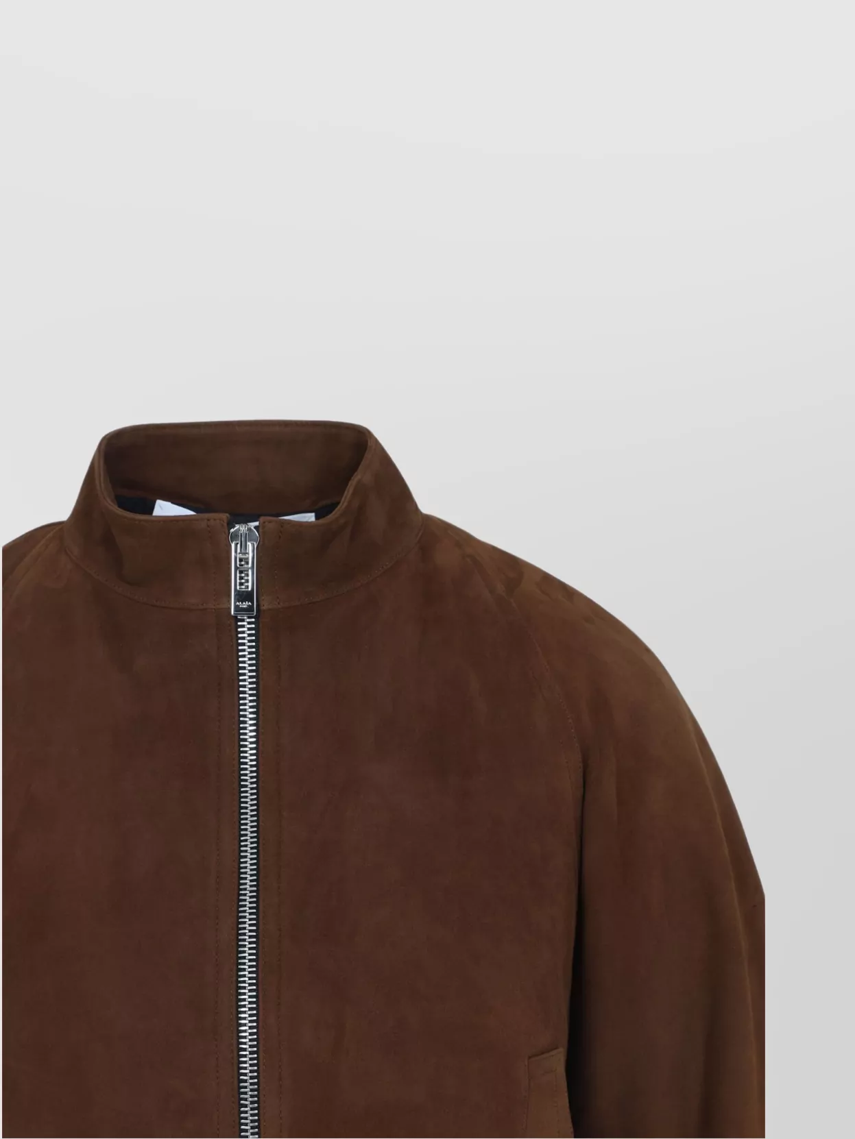 Alaïa Round Zip-up Jacket In Suede In Brown