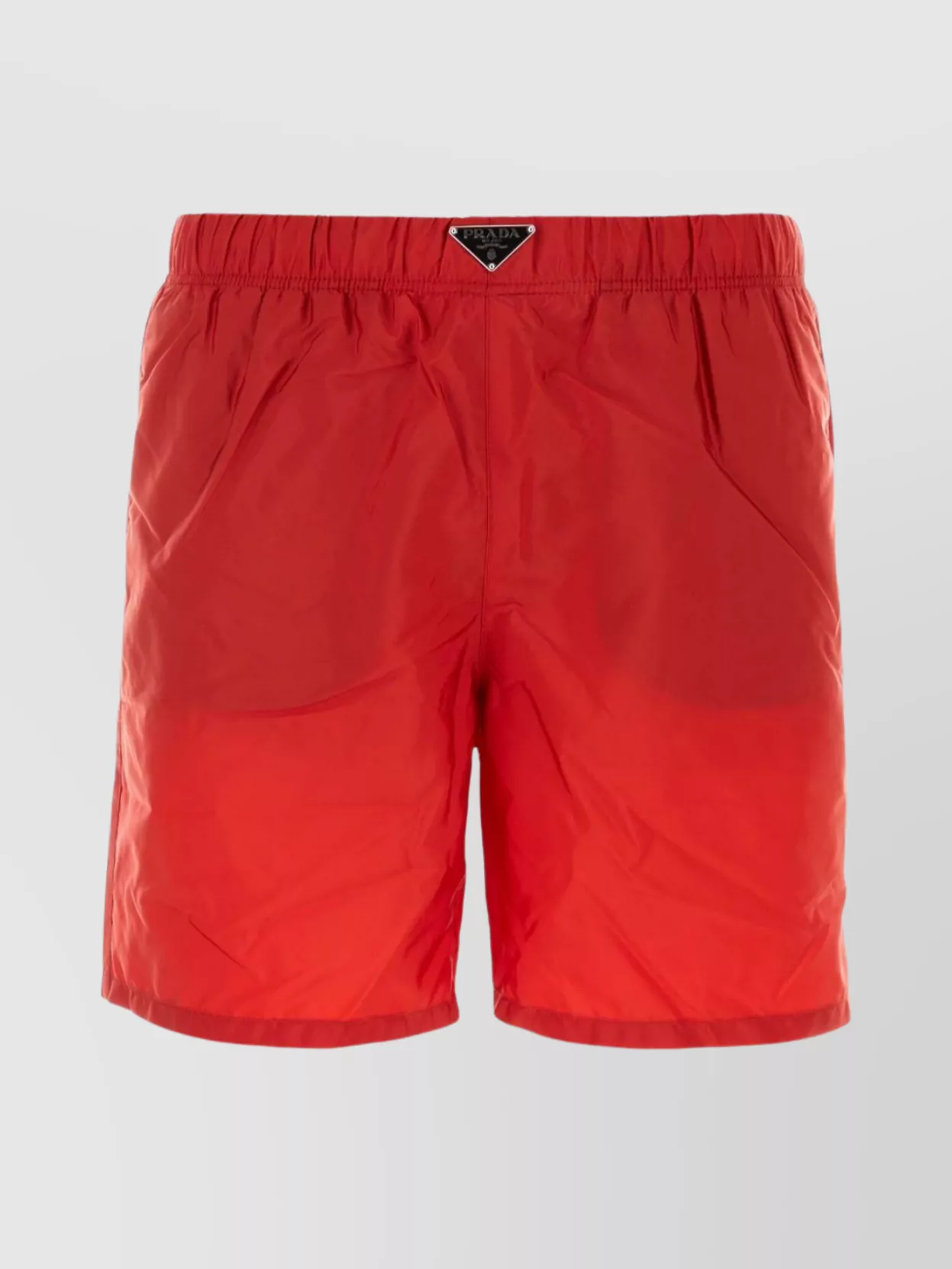 Shop Prada Nylon Waistband Swim Shorts In Red