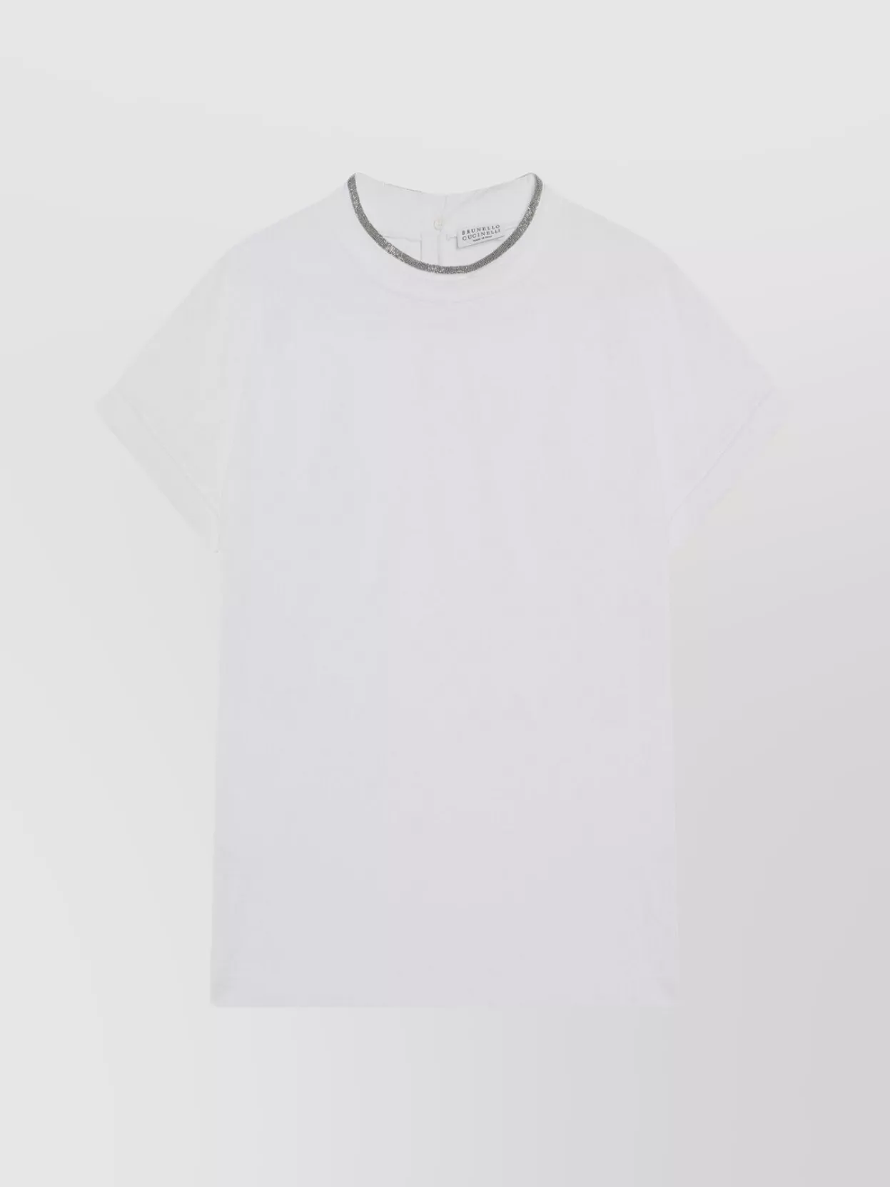 Brunello Cucinelli White Crew-neck T-shirt With Pendant In White