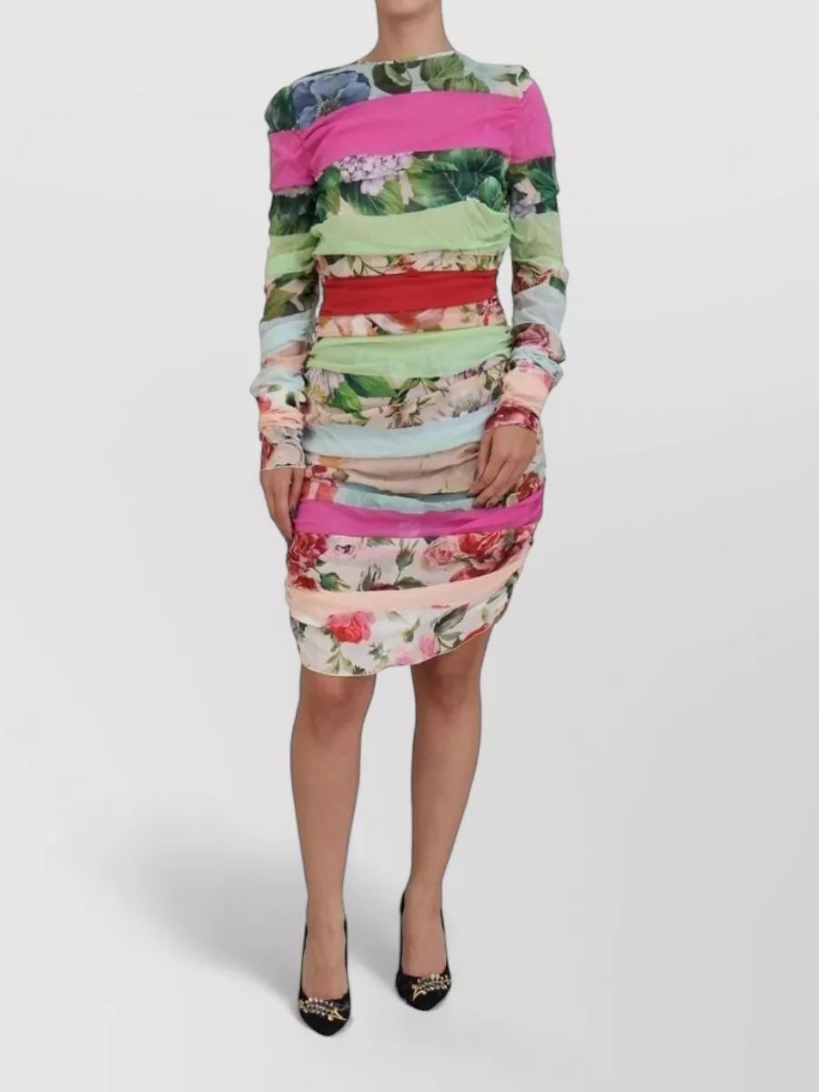 Dolce&Gabbana silk floral-print long-sleeve knee-length dress