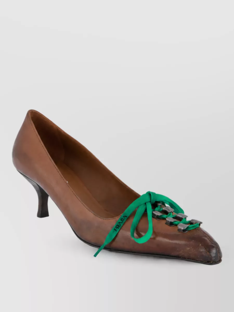 Prada leather high heel pumps