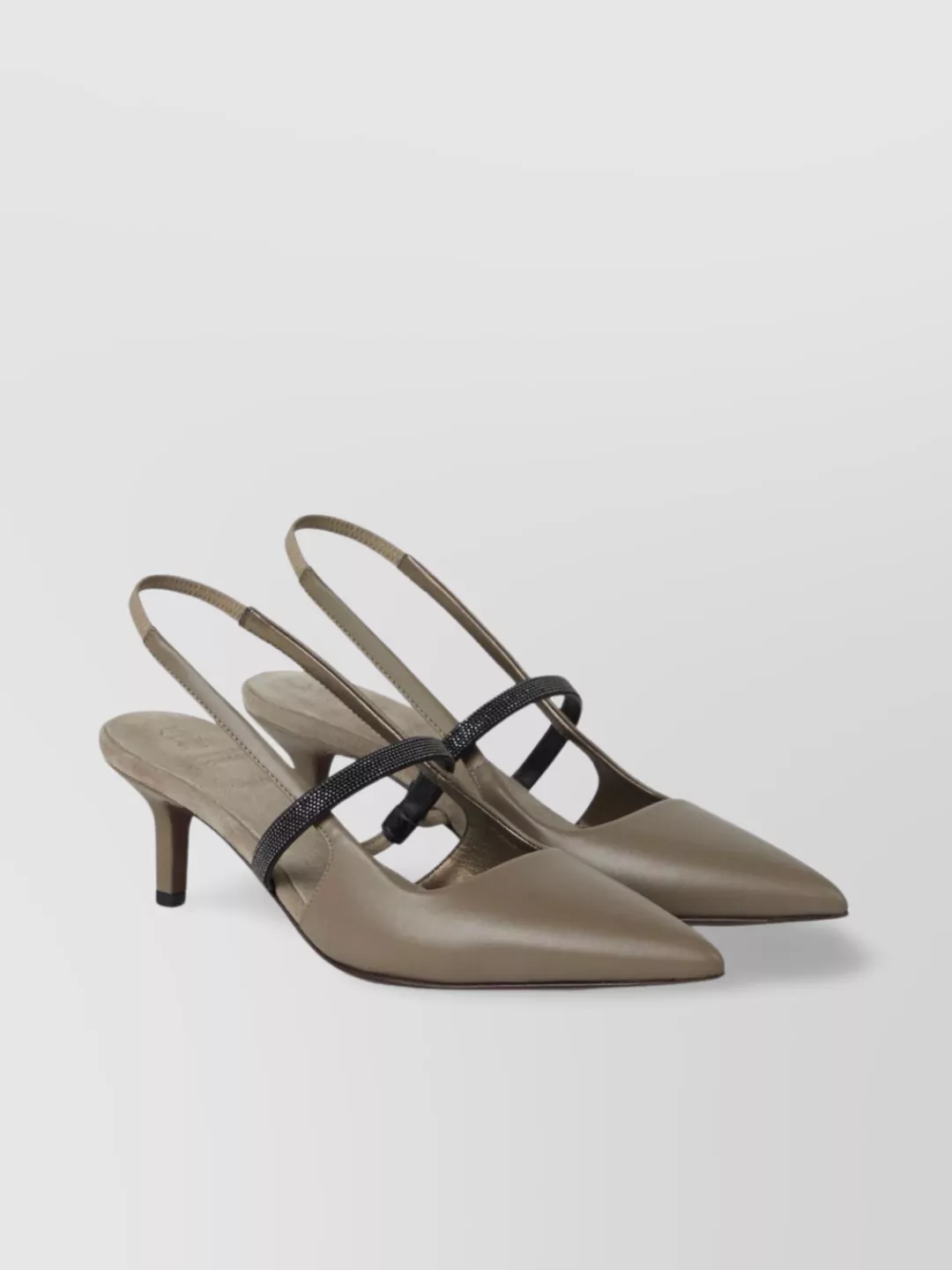 Shop Brunello Cucinelli Monili Chain Detail Strappy Leather Pumps