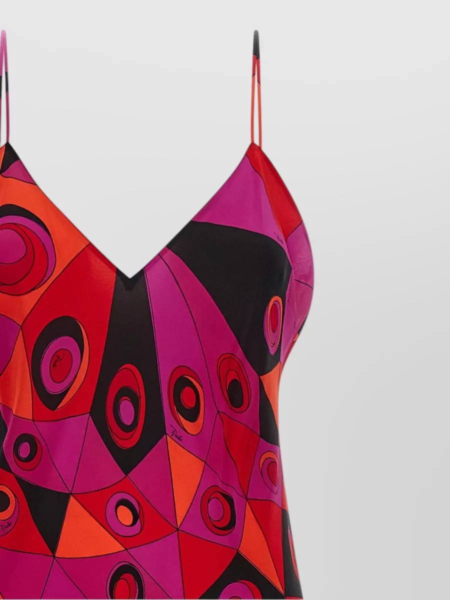 Pucci Silk Printed V-Neck Sleeveless Maxi Dress