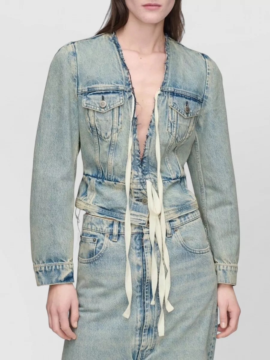 Maison Margiela Denim Cropped V-Neck Jacket