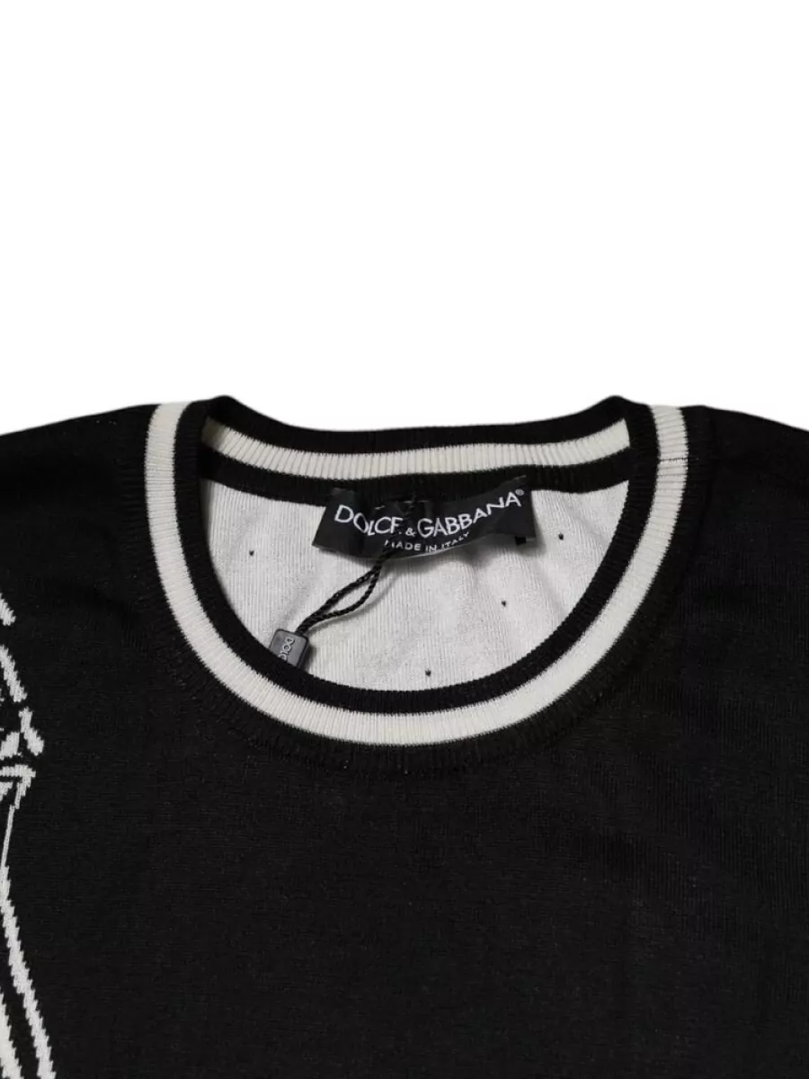 Dolce&Gabbana Silk Graphic Crew Neck Long-Sleeve T-Shirt