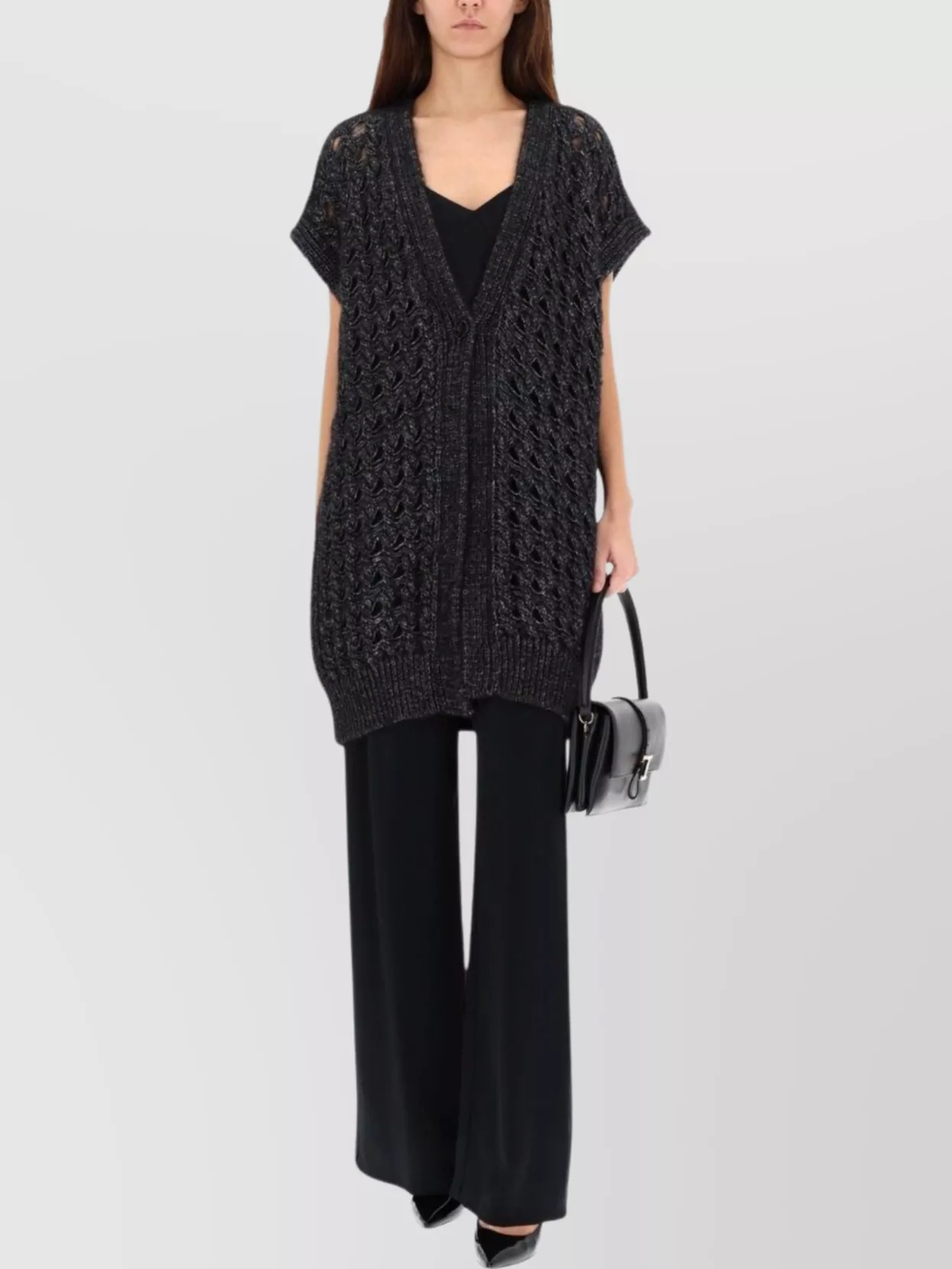 Herno Longline V Neck Short Sleeve Vest In Black