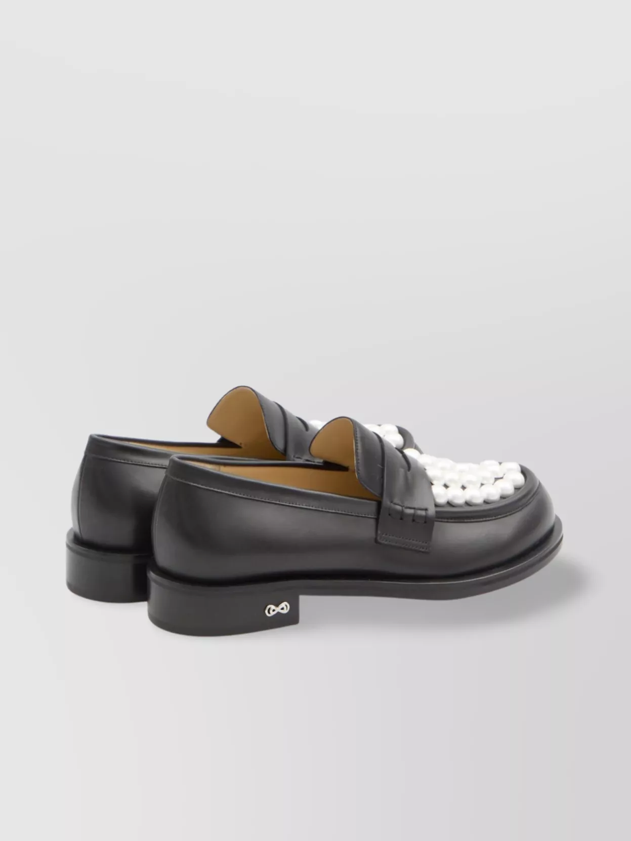 Mach&mach Pearl Embellished Leather Loafers In Black