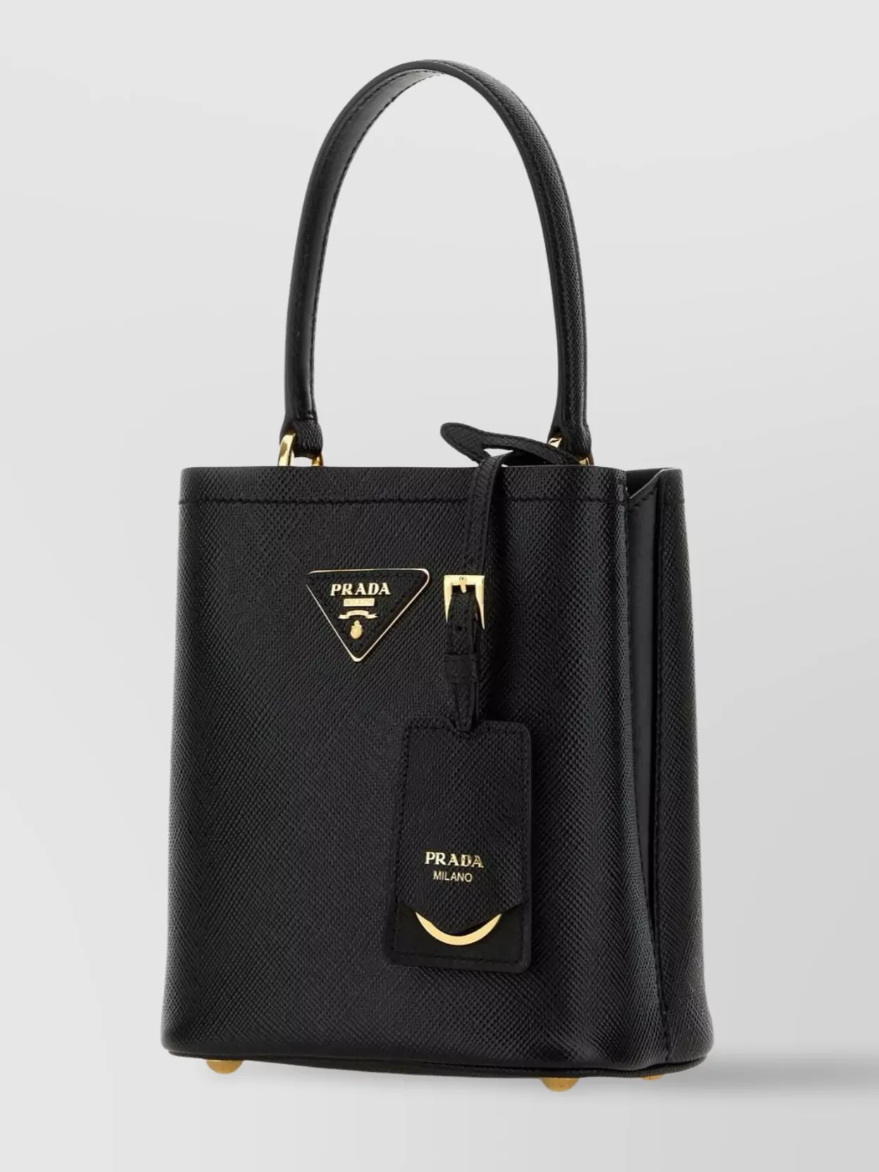 PRADA ブラック NIPPASOFT 34.5 PRADA Soft Calfskin Metal Triangle Logo Flap Shoulder Bag